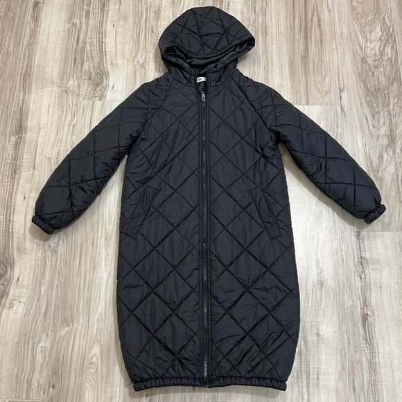 SHEIN Girls Black Quilted Hooded Long Puffer Jacket – Full Zip Size 10Y - Picture 1 of 10